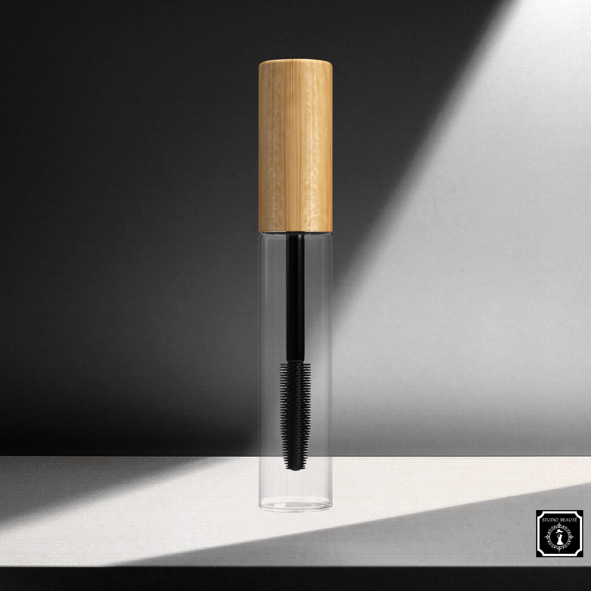 Empty Glass Mascara Tube with Silicone Wand 10ml, Refillable Container for Eyelash Eyebrow Castor Oil