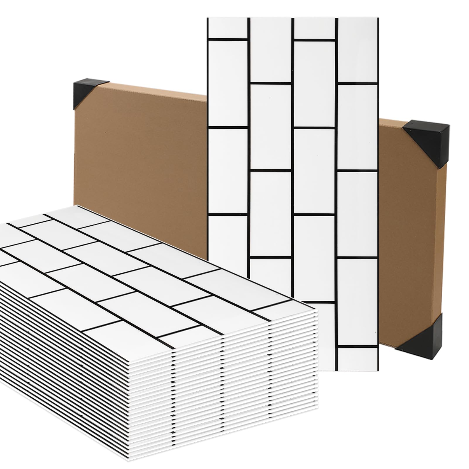 Anttyscar 20 Pieces White Brick Self Adhesive Wall Tile Stickers for Bathroom Shower, White Stick on Tiles for Kitchen Backsplash, Living Room, Vinyl Peel and Stick Waterproof, 60cmx30cm