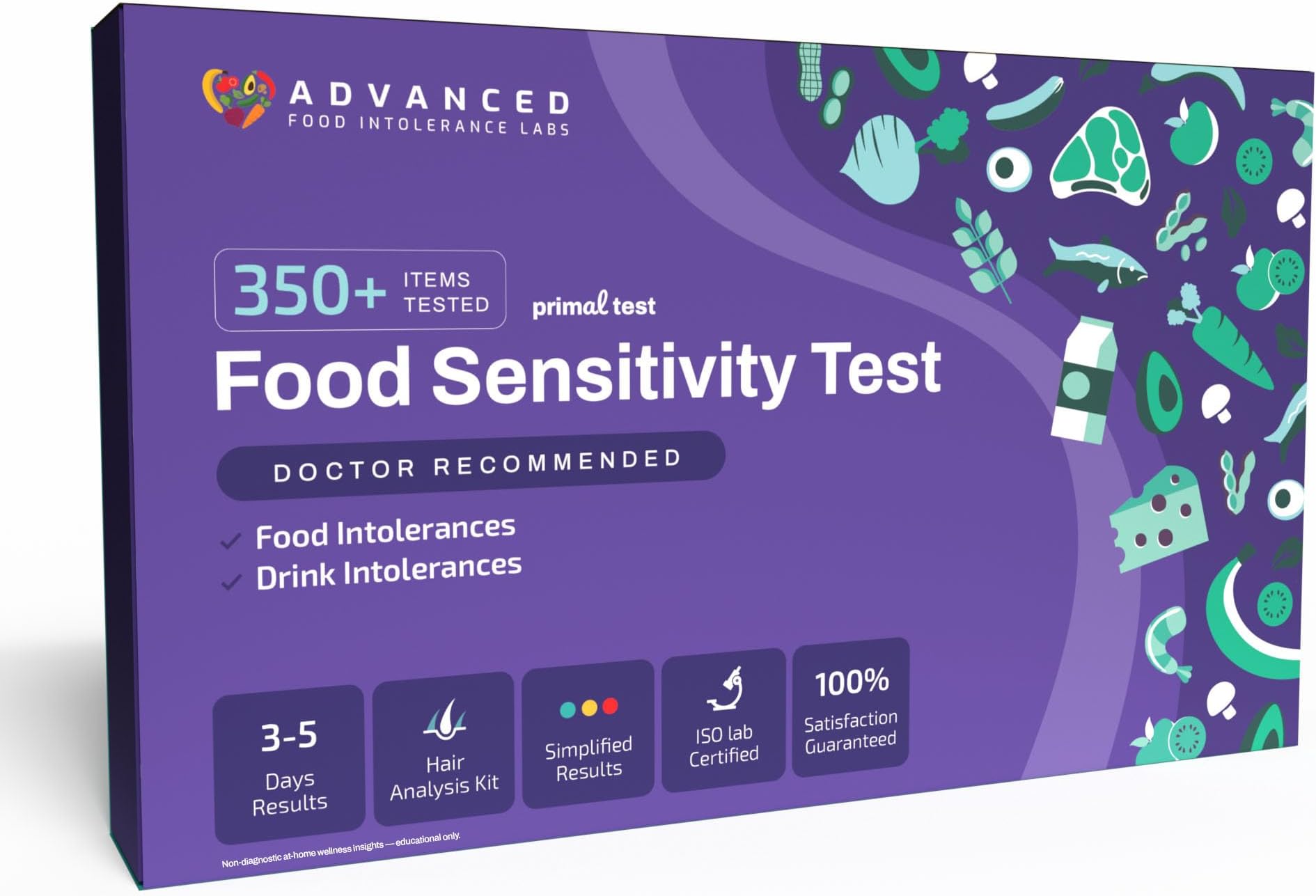 AFIL Primal | Food & Drinks Sensitivity Home Test Kit for Adults & Kids | 350+ Items, Gluten, Dairy | Fast Results | Holistic Health