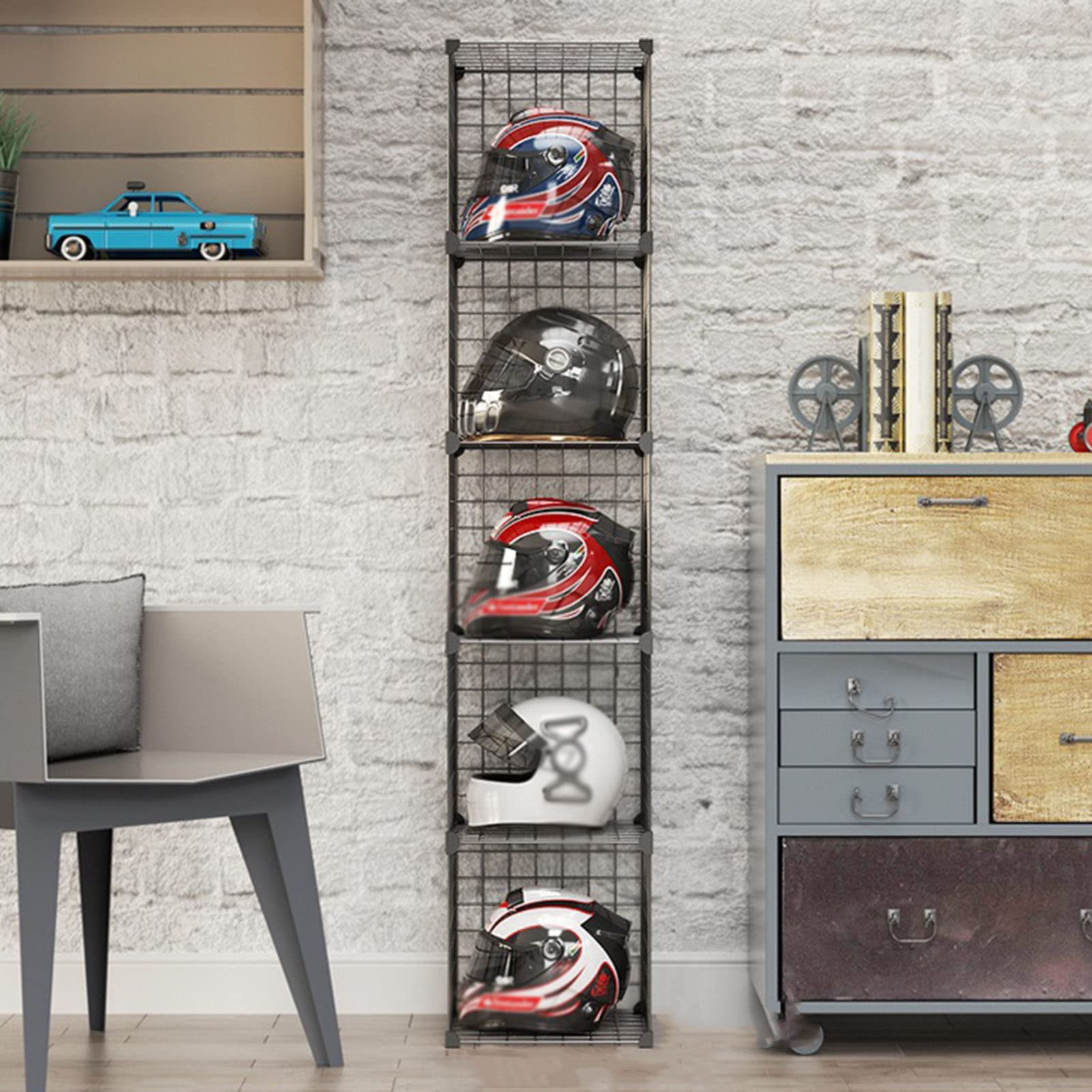 Chapeau Organisateur Boîte Support de Casque de Moto Monté Au Sol,vitrine de Stockage Chapeau de Magasin de Détail Commercial Moderne,contenants Porte-Bouchons Empilables,for Casque de Baseball/rugb