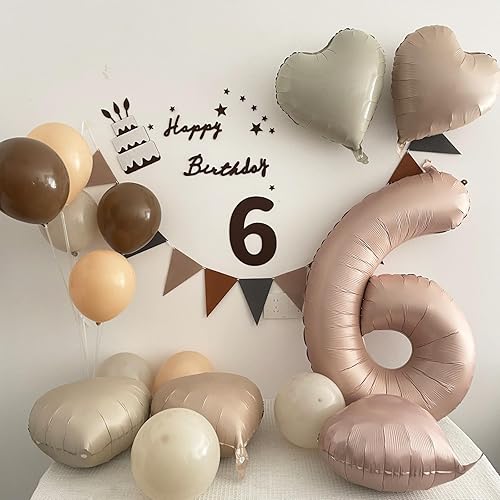 Miniatura 3 de Globo blanco crema del número 3 de 40 pulgadas, 7 globos de aluminio con globos de corazón para fiestas de cumpleaños de niños y niñas (blanco crema