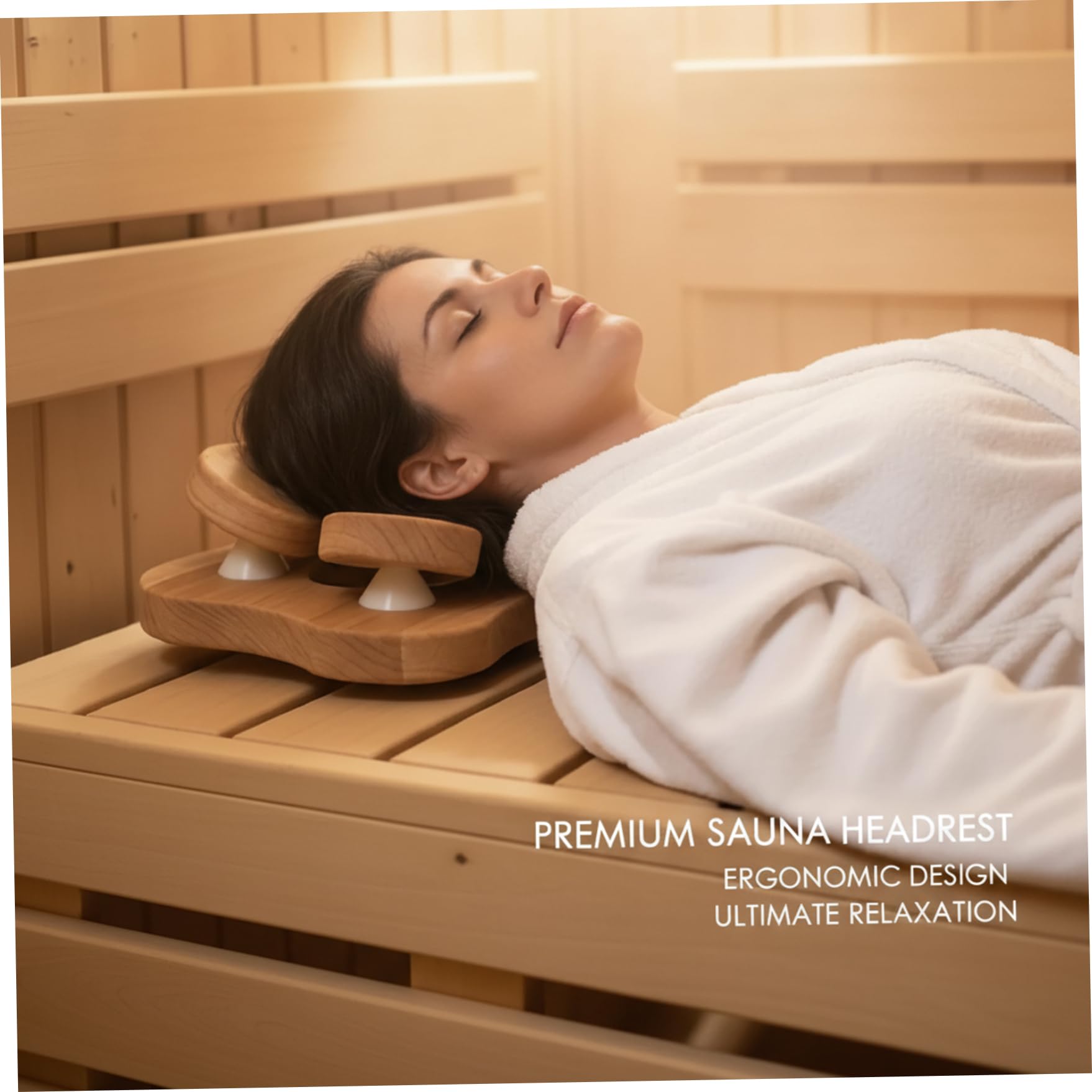Almohada de sauna, reposacabezas de madera para sauna con diseño giratorio para soporte de cuello, almohada ergonómica cervical para spa en casa y reposacabezas para uso en habitaciones