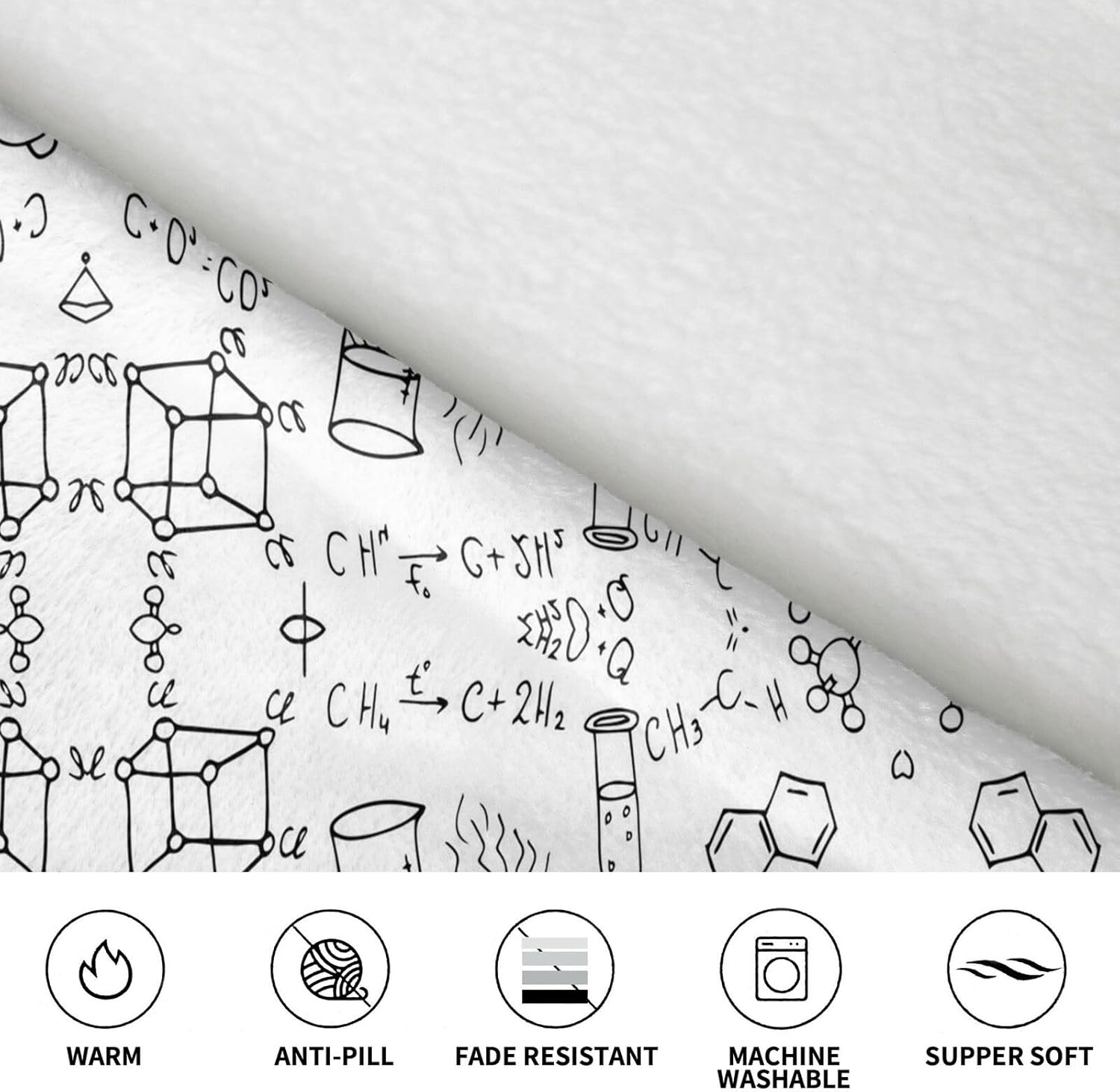 MUSM Chemistry Print Print Blanket Hoodie Fleece Sweatshirt Blanket With Sleeves And Pockets
