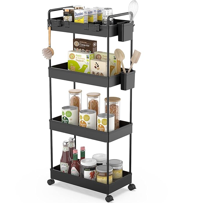 Buy Ronlap Slim Storage Cart, 4 Tier Utility Rolling Cart with Wheels