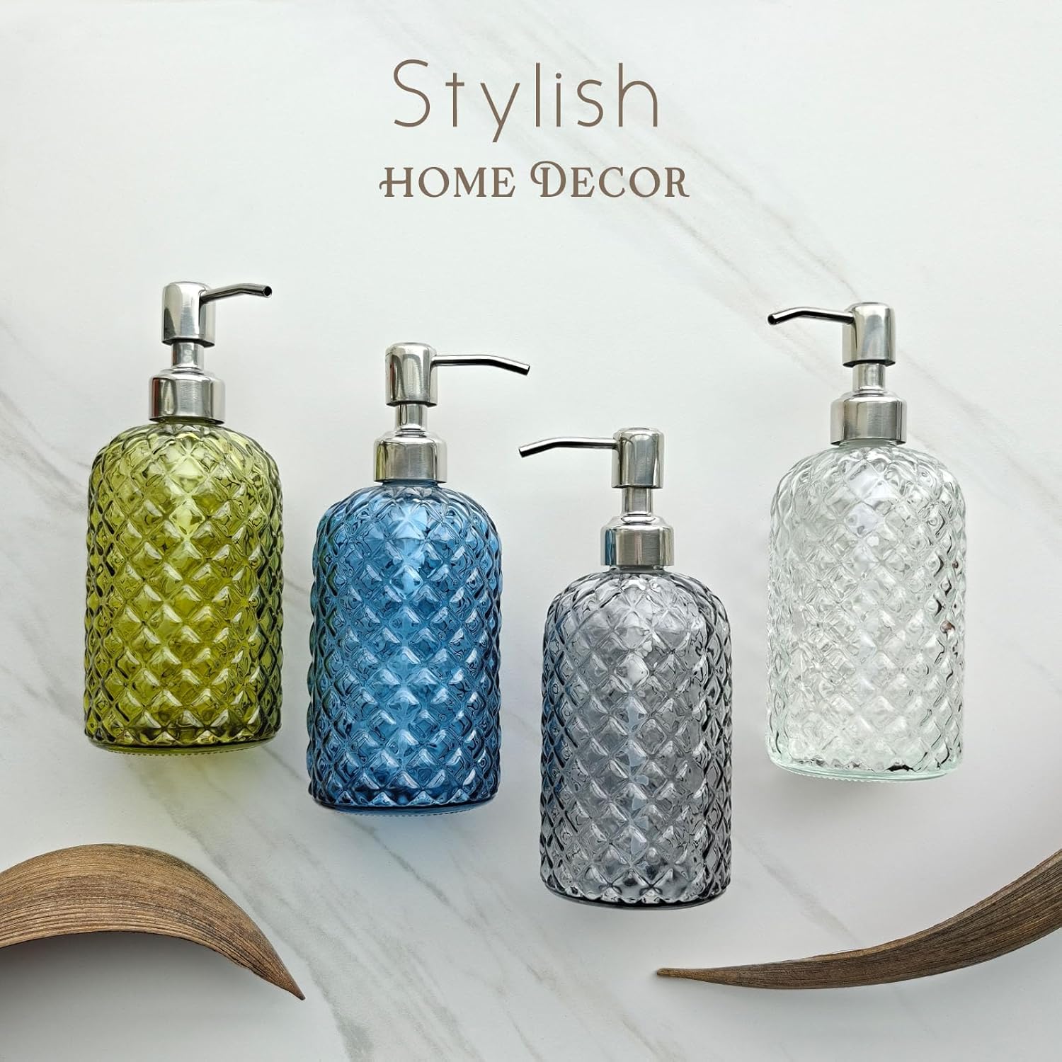 JASAI 18Oz Gray Glass Soap Dispenser with Rust Proof Pump, Refillable Kitchen soap Dispenser for Dish Soap, Bathroom Soap Dispenser for Dispense Hand soap, Lotion. - Image 7