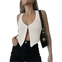 Cropped Crochet Knit Vests Coquette Knitted Vest Women V-Neck Sleeveless Cardigan Sweater Aesthetic Tank Tops