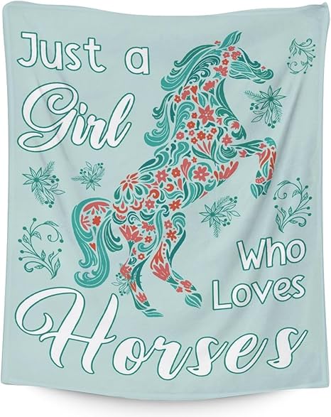 Mercuryelf Horse Blanket Gift - 30x40 Inches Trendy Throw Blankets for Girls - Mint Green Soft, Fuzzy & Warm Throws for Lap, Crib