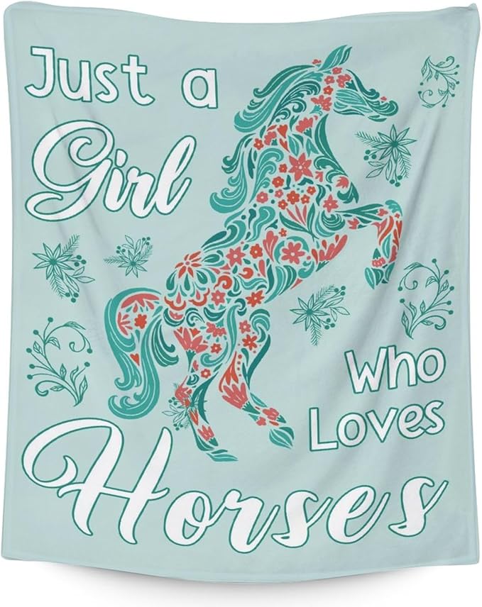 Mercuryelf Horse Blanket Gift - 30x40 Inches Trendy Throw Blankets for Girls - Mint Green Soft, Fuzzy & Warm Throws for Lap, Crib