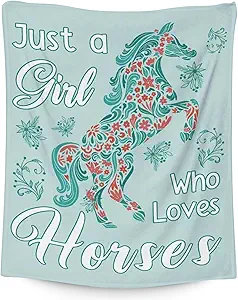 Mercuryelf Horse Blanket Gift - 30x40 Inches Trendy Throw Blankets for Girls - Mint Green Soft, Fuzzy & Warm Throws for Lap, Crib