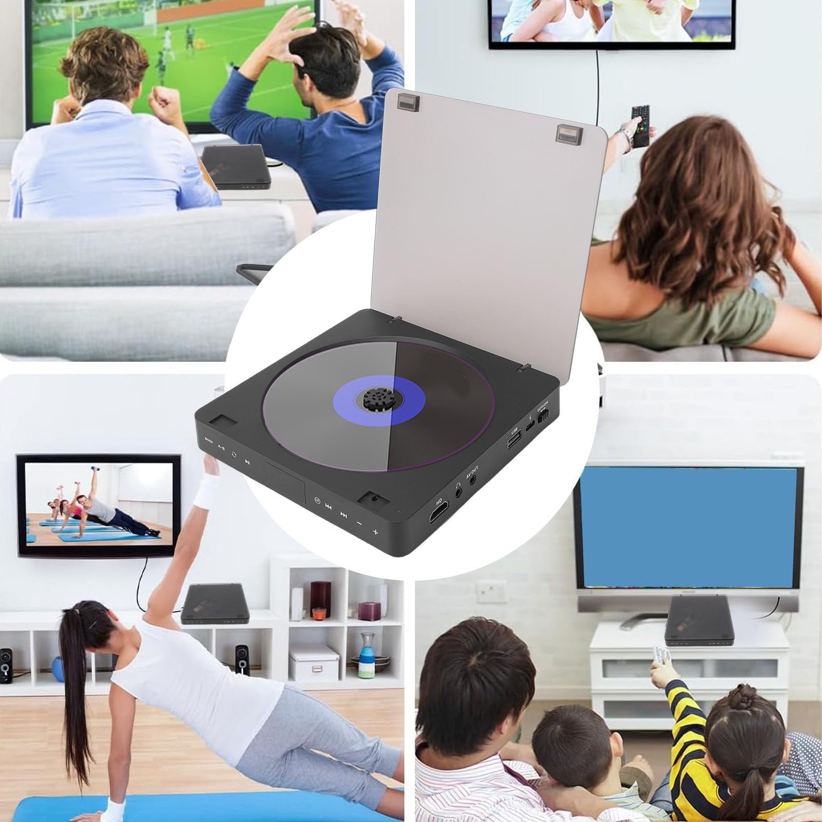 Tosuny Reproductor de DVD HDMI para TV, Reproductor de DVD HD 1080P para Todas Las Regiones con Control Remoto y Puerto HDMI/AV, Compatible con DVD, Tarjeta USB/TF, Compatible NTSC/PAL