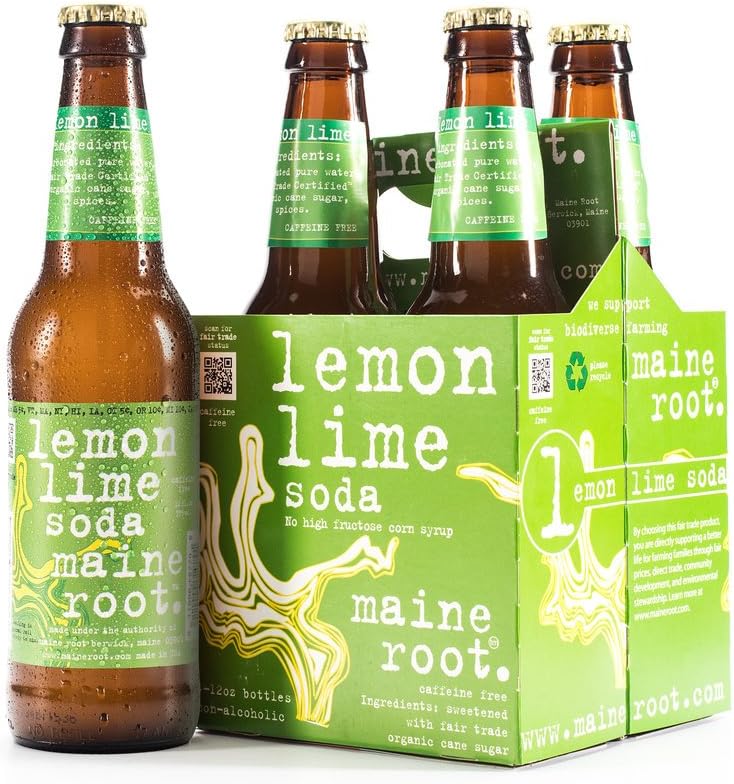 Maine Root Hand Crafted Lemon Lime Soda, 12 fl oz (24 Glass Bottles)
