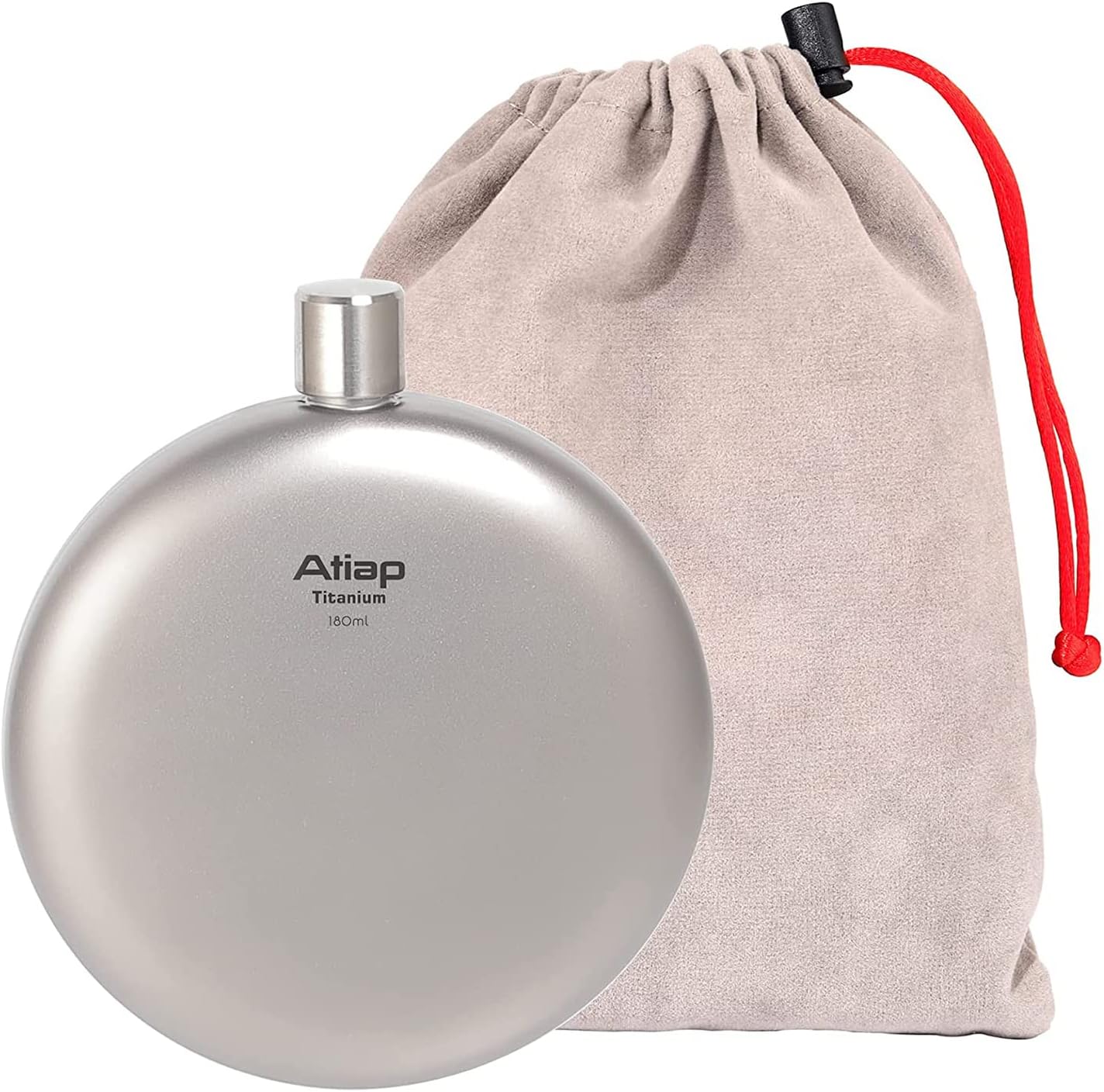 Hip Flask for Liquor, 6.09 Oz Titanium Portable Leak Proof Wine Pot Flagon Drinking Cup with Cap for Wedding, Party, Outdoor