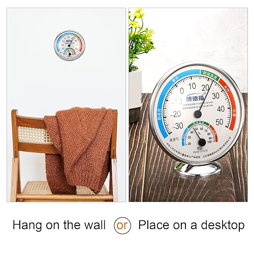 Miniatura 6 de PATIKIL Termómetro higrómetro de 5 pulgadas para interiores y exteriores, sensor automático de temperatura y humedad, monitor con base (no necesita
