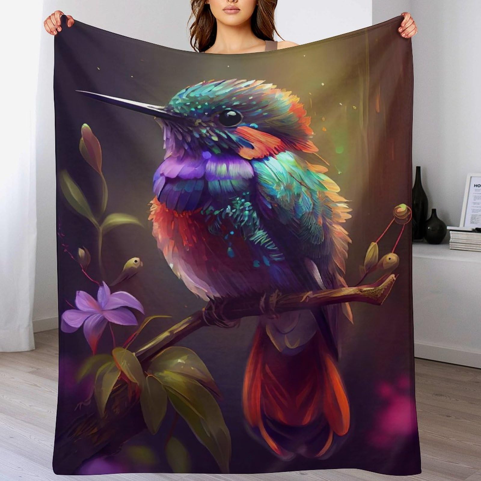 Couverture polaire oiseau douce en flanelle, le cadeau réconfortant pour lit