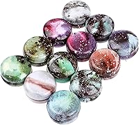 Vista 1 de Rarapop Paquete de 12 mini tarros redondos reutilizables de hojalata con tapas, 0.7 fl oz, pequeñas latas de viaje con cielo estrellado, botella