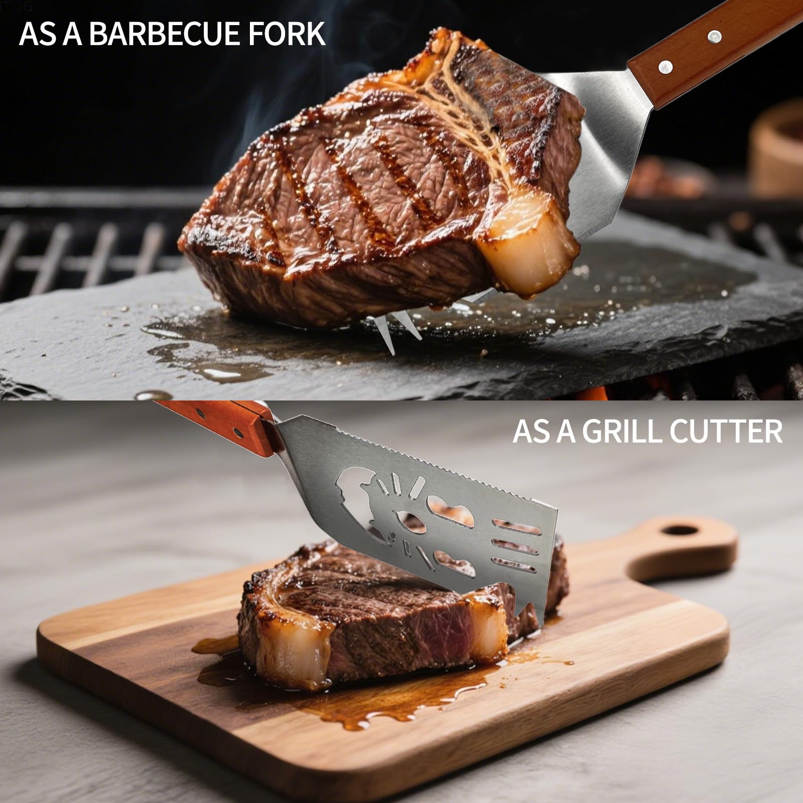 Barbecue Spatule Acier Inoxydable Set 41.5x8cm INOX Ustensiles Professionnel