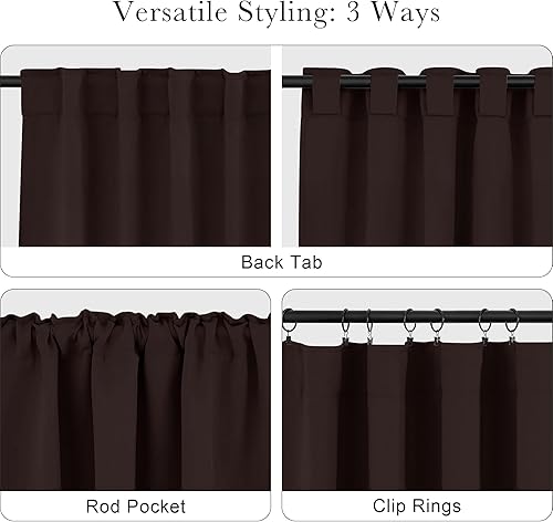 Miniatura 93 de PONY DANCE - Cortinas opacas aisladas térmicamente, set de 2 cortinas opacas con bolsillo para barra / pestaña trasera, paneles de cortinas opacas,