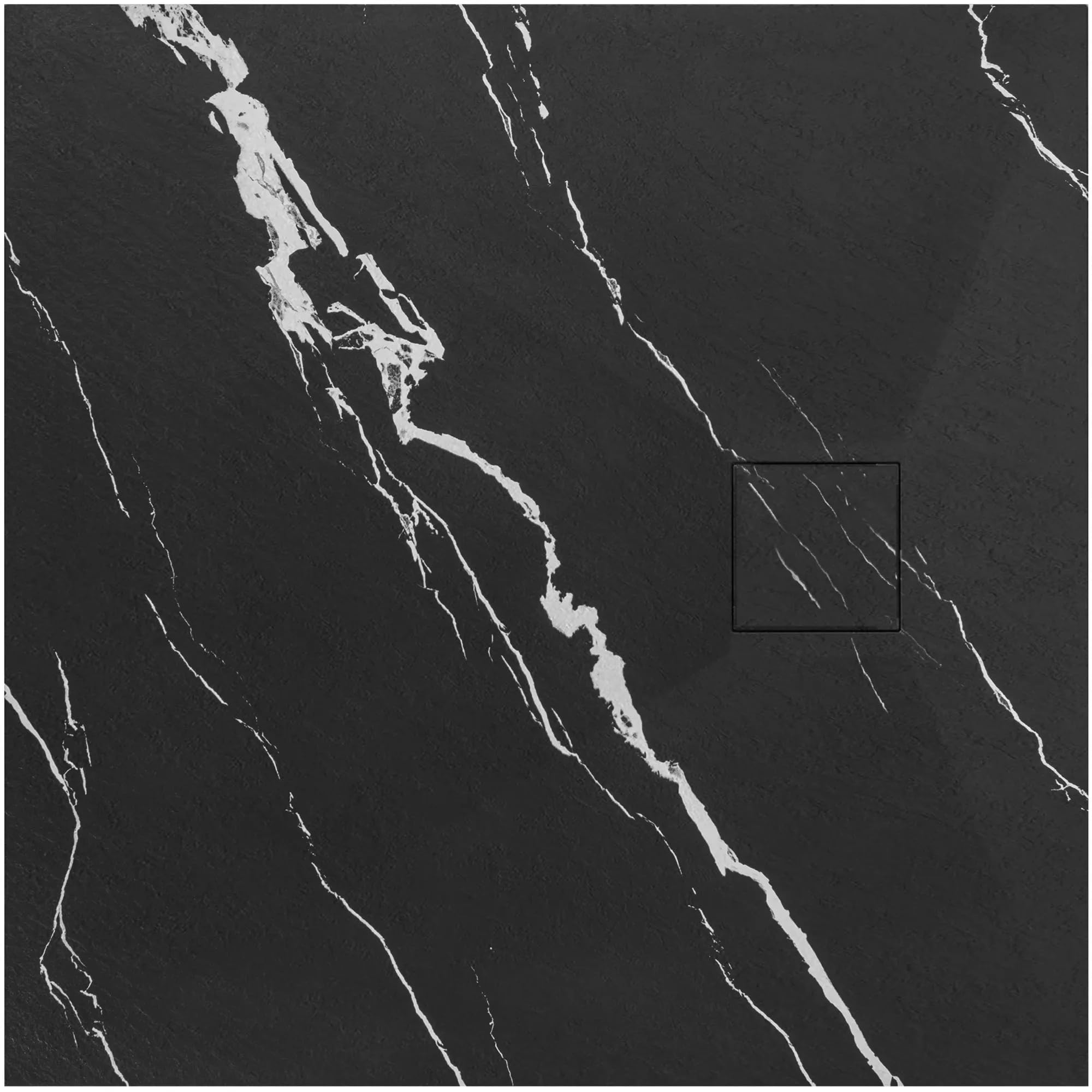 VBChome Plato de ducha de 90 x 90 x 2,5 cm, color negro, imitación piedra, plato de ducha extraplano, cuadrado, desagüe de desagüe para placa de cubierta, compuesto SMC, instalación universal, sifón