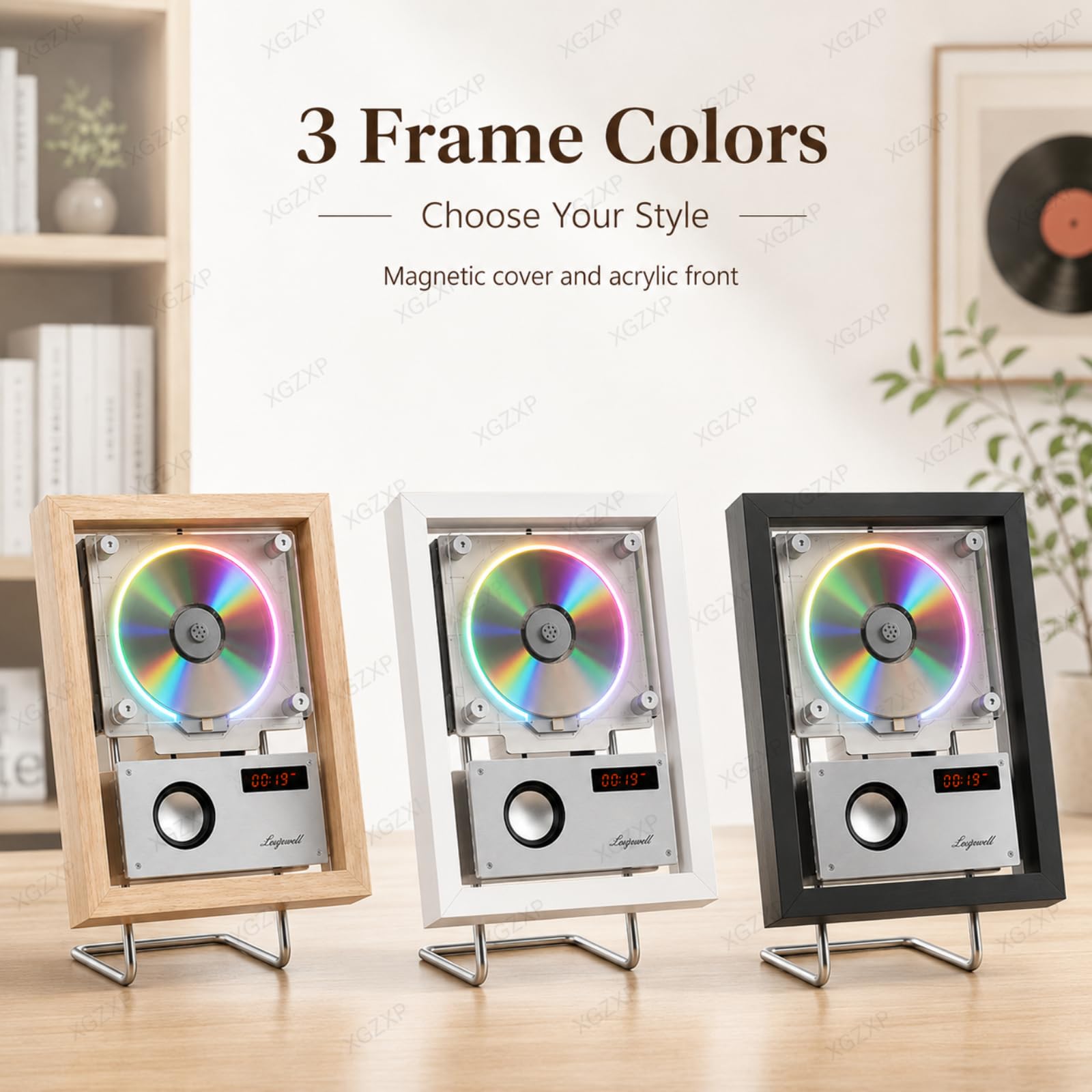 Reproductor De CD con Diseño De Marco De Fotos para Montaje En Pared, Marco Decorativo con Mando A Distancia, Sonido De Alta Fidelidad (hi-fi) Y Bluetooth; para La Wood