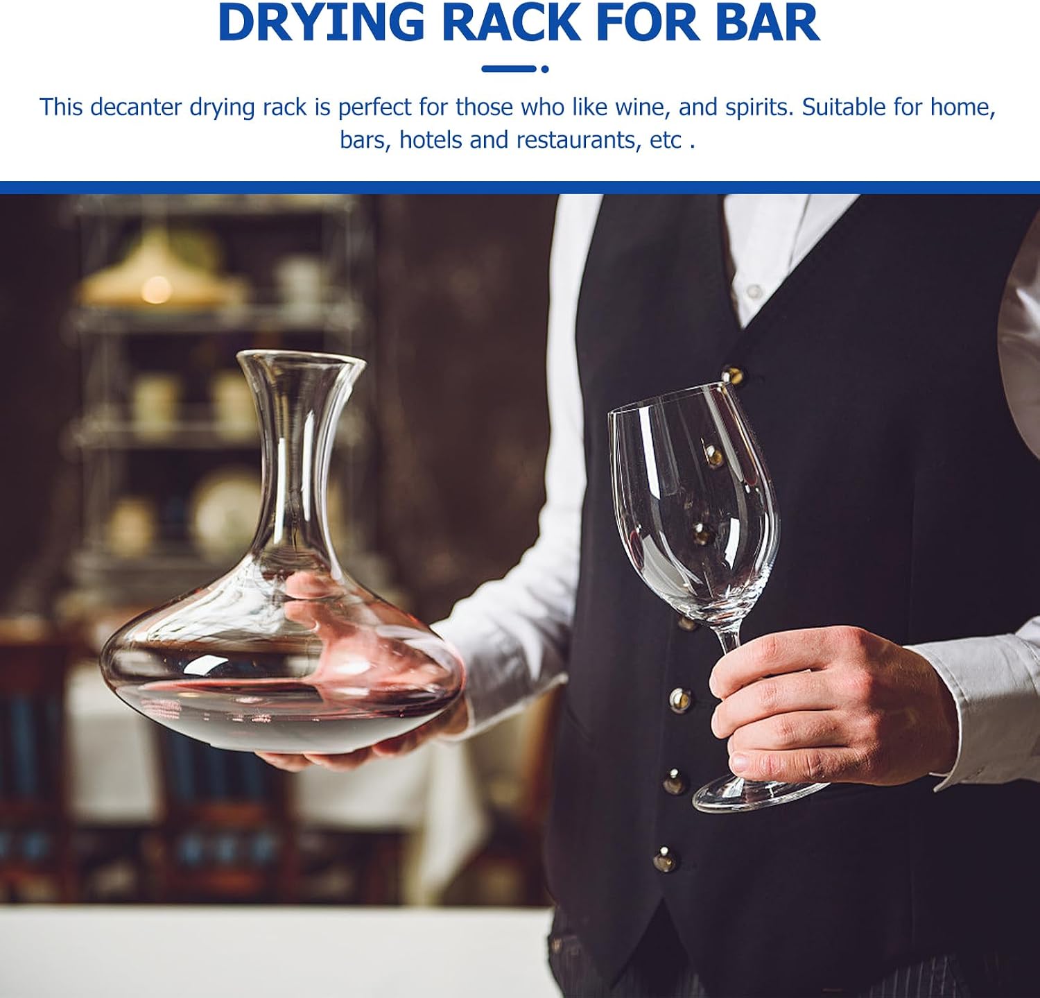 Kichvoe Wine Carafe Drying Rack Removable Wooden Base Wine Decanter Stand Countertop Holder for Bottle Drying Space Saving Rack for Home Bar Kitchen Restaurant