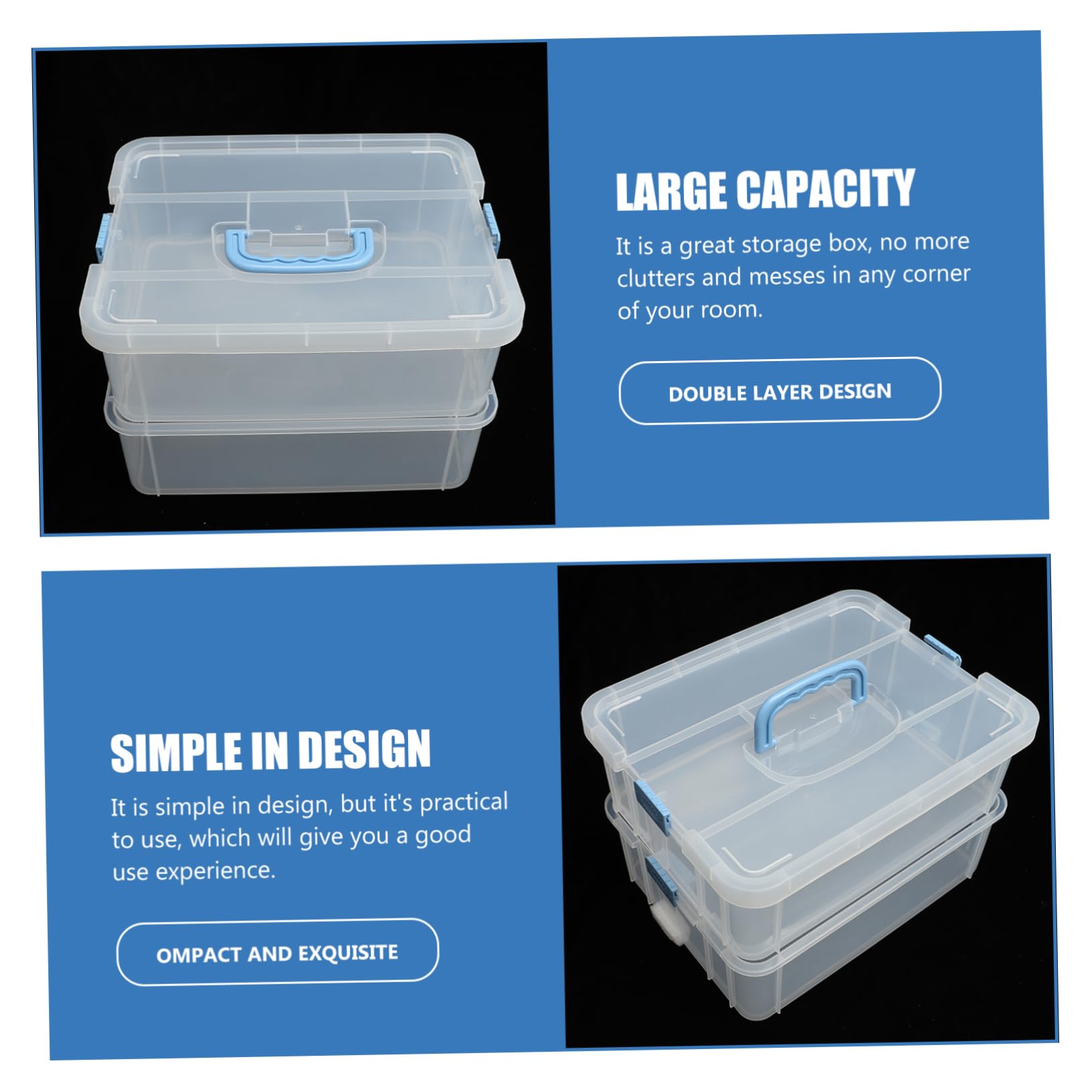 Scatola Porta Oggetti Trasparente Contenitore Multifunzione Per Articoli Vari Per Riporre Mattoncini Vestiti e Strumenti Per Dipingere