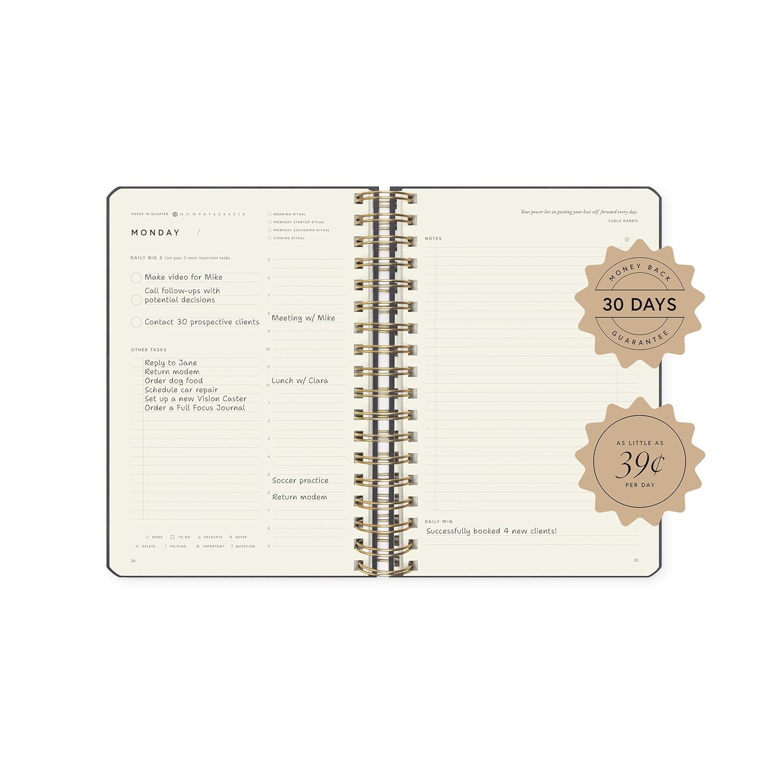 Full Focus Linen Coil Planner by Michael Hyatt - The #1 Daily Planner to Set Annual Goals, Increase Focus, Eliminate Overwhelm, and Achieve Your Biggest Goals - Hardcover (Latte)      Unknown Binding