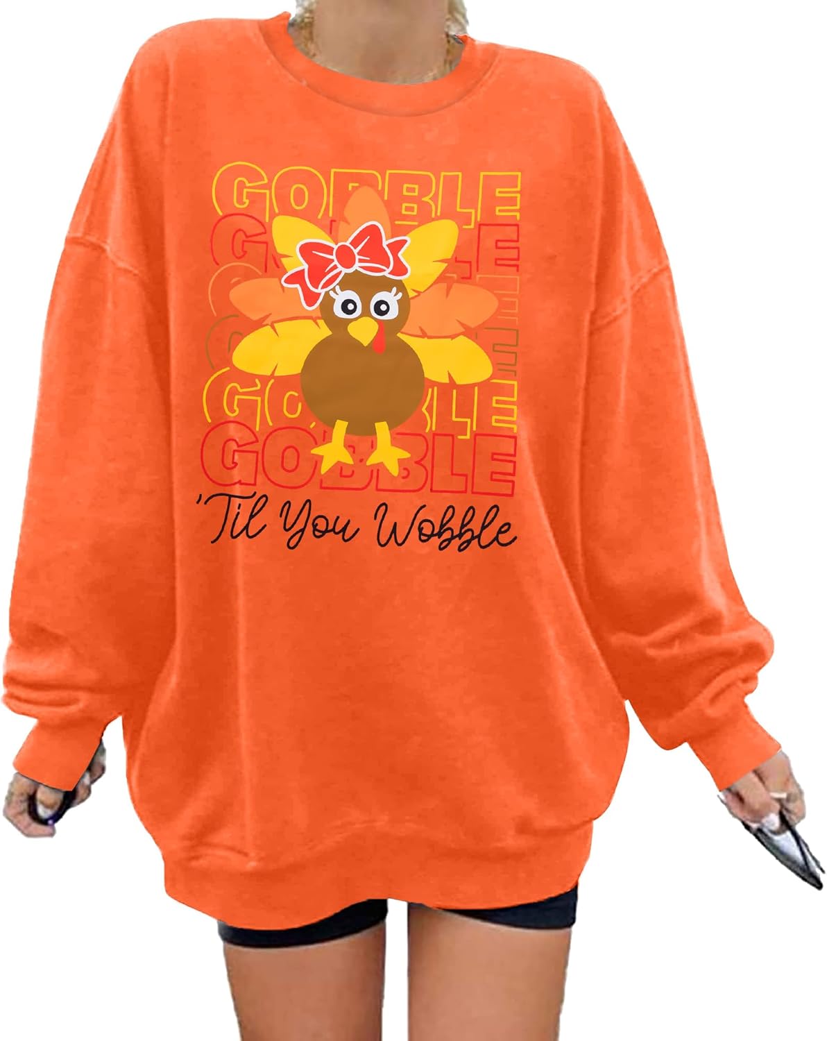 FRYAID Thanksgiving Sweatshirt Women Gobble Gobble Shirt Thanksgiving Turkey Sweaters Pumpkin Season Long Sleeve Tops