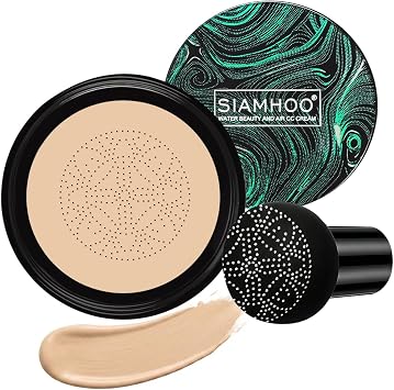 CC Cream Foundation with Mushroom Head Air Cushion CC Cream Foundation Full Coverage for Flawless Makeup, Even Skin Tone 0.7fl.oz - Natural