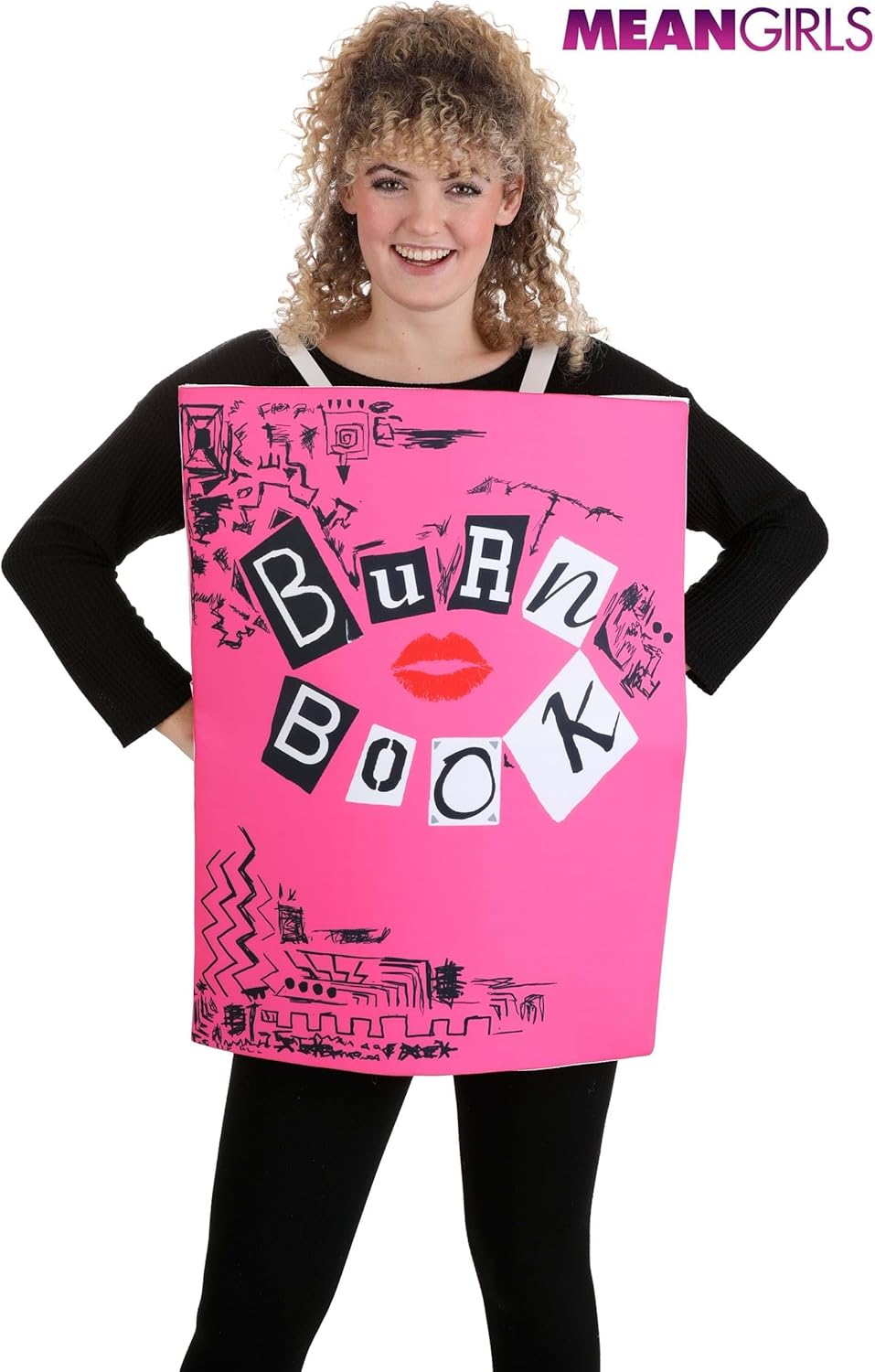 Mean Girls Burn Book Sandwich Board Costume for Adults, Felt Fabric with Dry Erase Page, Officially Licensed