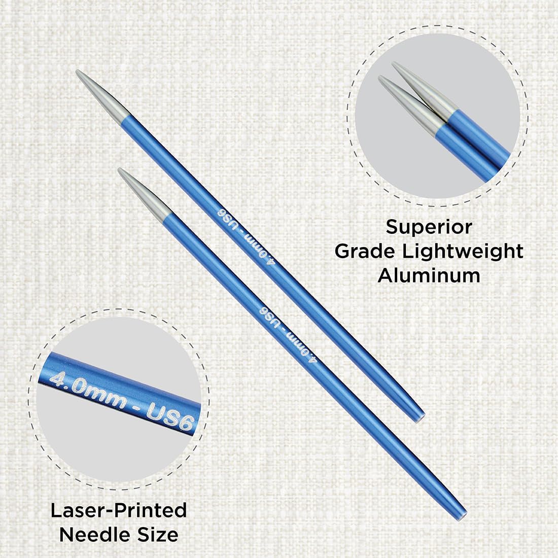 KnitPro Zing Interchangeable Circular Needles 5" (13cm) | US Size 6 (4mm)