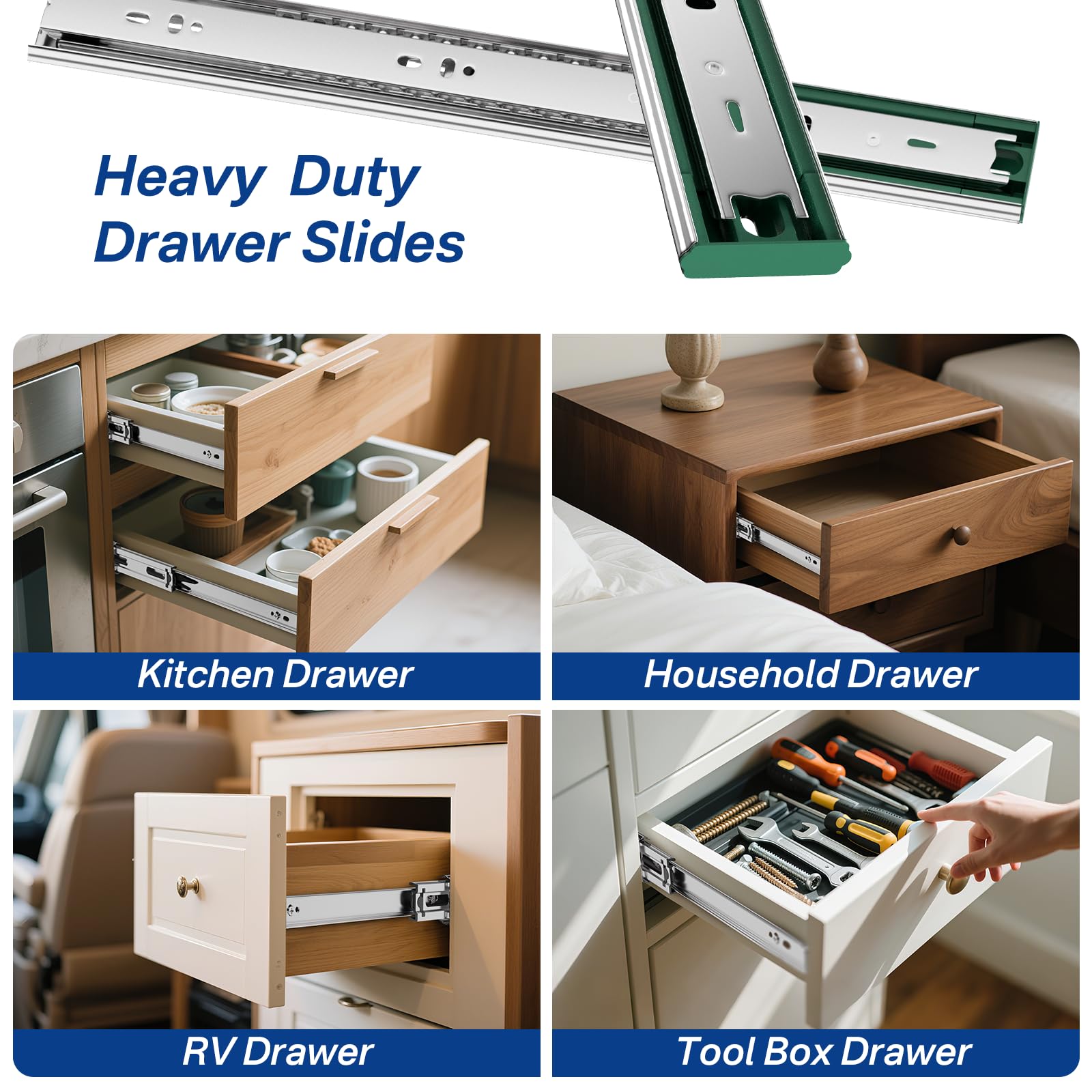 Soft Close Drawer Slides - 22 Inch, 4 Pairs -7 Soft Close Drawer Slides - 22 Inch, 4 Pairs -7