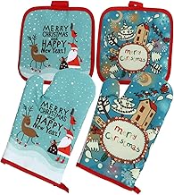 2 Conjuntos De Luvas De Forno De Natal Luvas De Forno Luvas De Grelhar Luvas De Micro-Ondas Luva De Forno Tapete De Cozimento Luva De Forno De Micro-Ondas Forno De Micro-Ondas