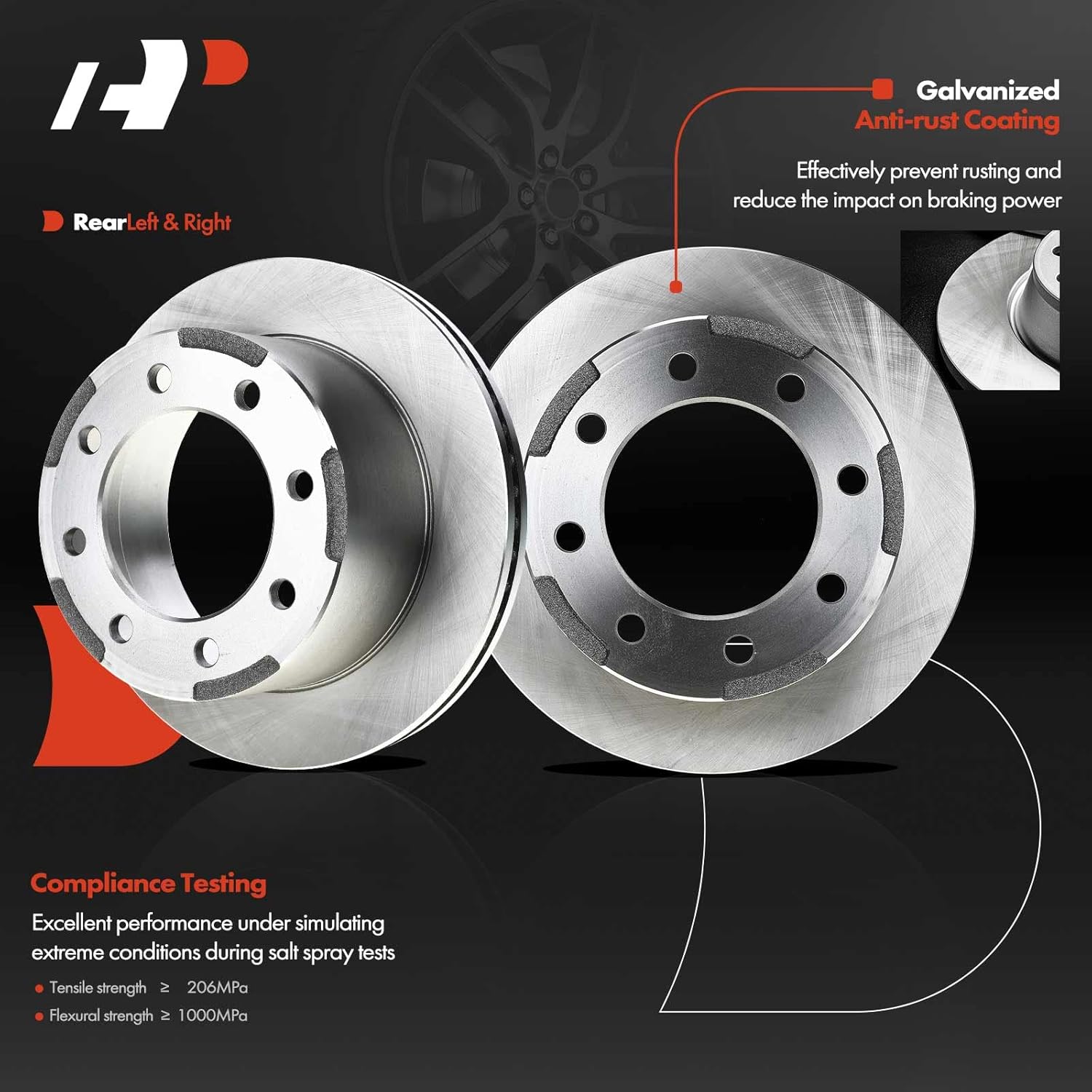 A-Premium 12.80 inch (325mm) Rear Vented Disc Brake Rotors + Ceramic Pads kit Compatible with Select Chevy and GMC Models - Silverado 3500, Silverado 3500 HD, Sierra 3500, Sierra 3500 Classic