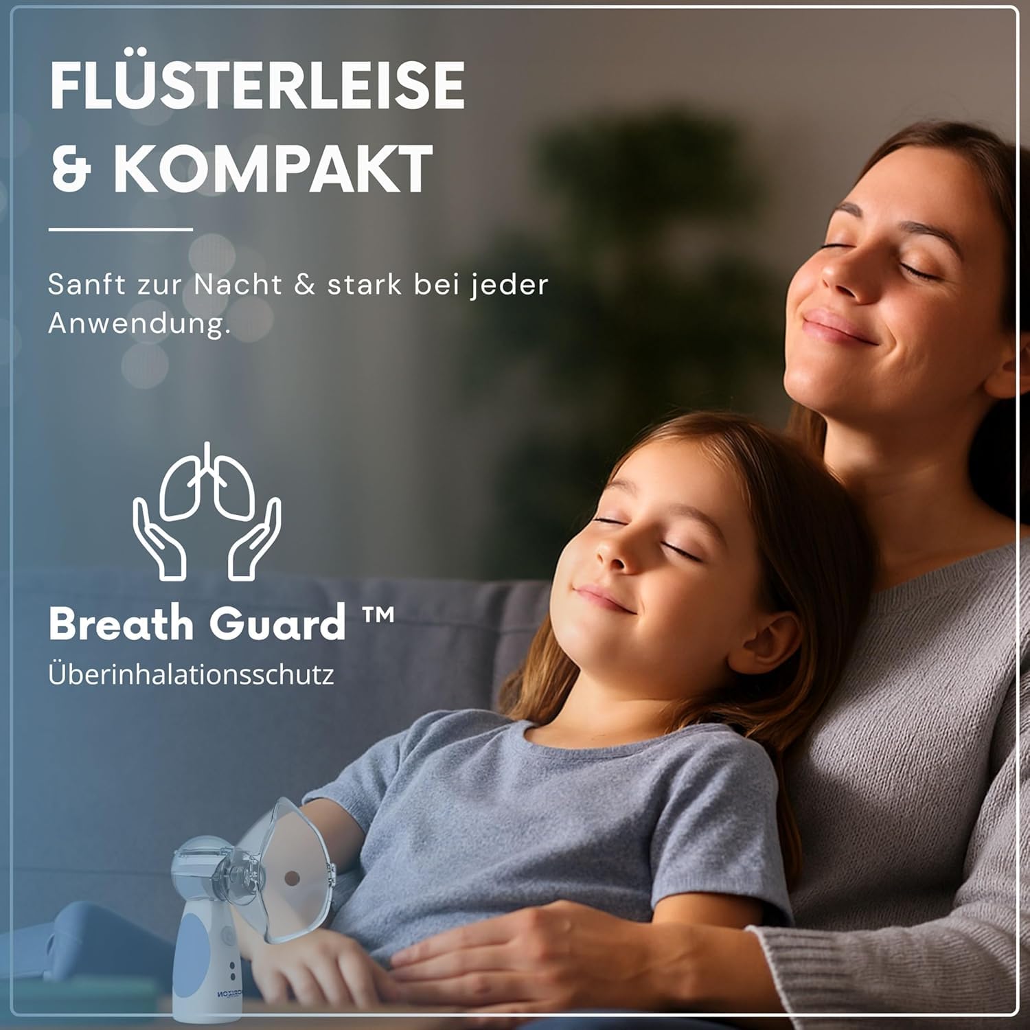 Inhalationsgerät, Wiederaufladbarer USB C Inhalationsgerät für Kinder, tragbar, Super Leiser Inhalator, Effizienter Vernebler Inhaliergerät Kinder für unterwegs (SET Blau)