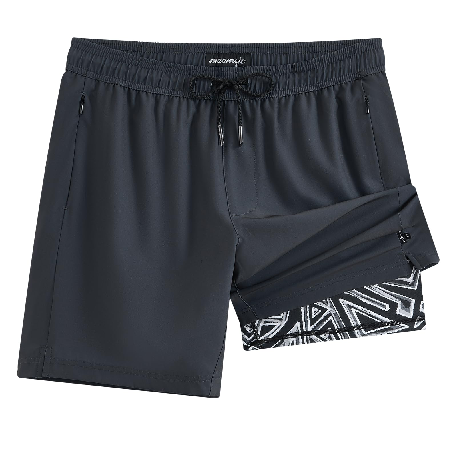 maamgic 2 in 1 Mens Swim Trunks 7 Inch Swim Shorts Swim Suits Board Shorts