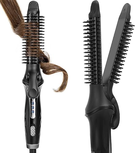 CNAIER Plancha rizadora de pelo 2 en 1 de 1 pulgada que produce rizos clásicos y alisadores, para uso en cabello corto, mediano y largo
