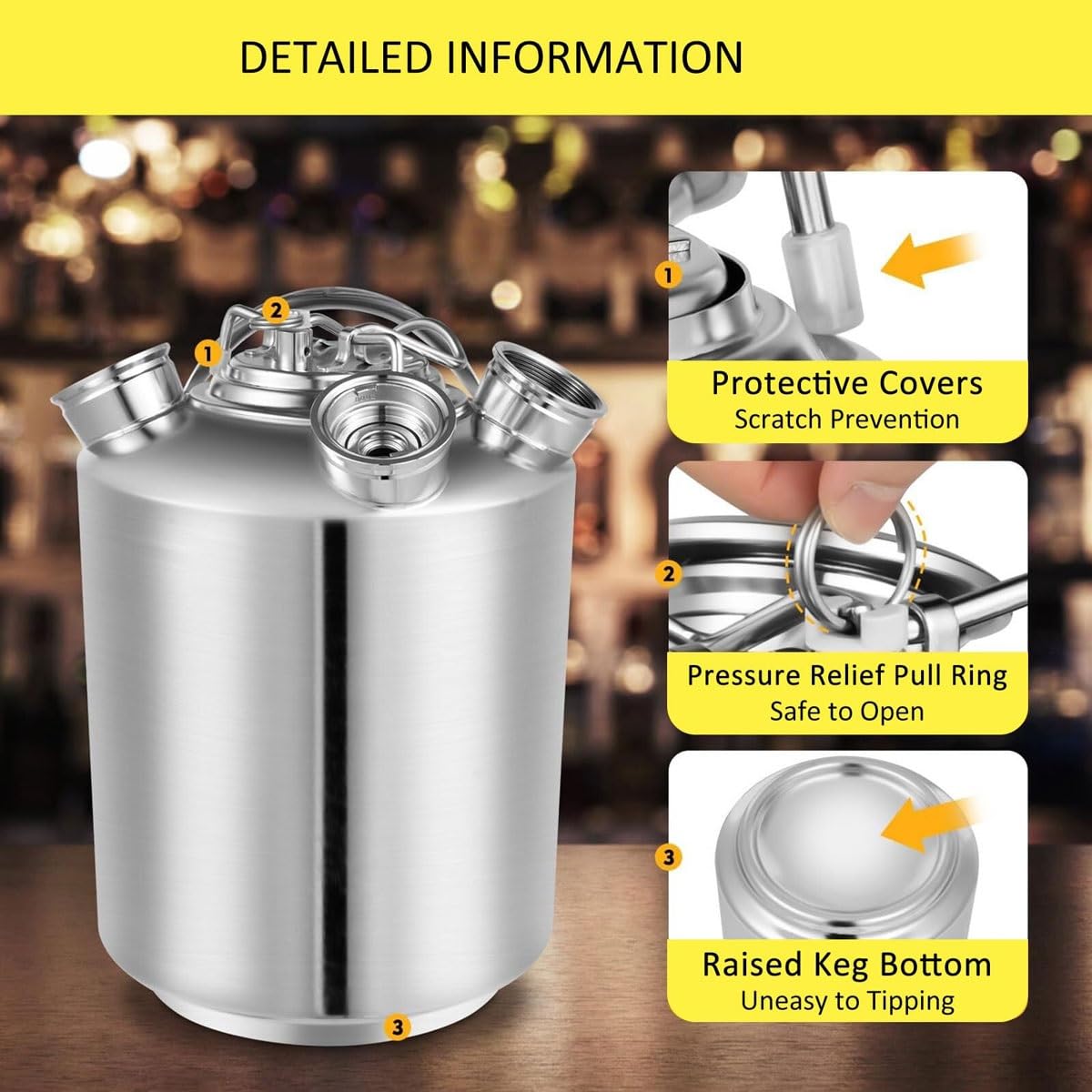 Limpiador de líneas de cerveza, contenedor multifuncional de acero inoxidable para limpieza del dispensador del hogar