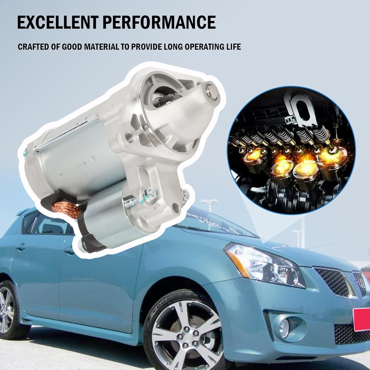 19049 Starter Motor Compatible for Vibe 2009 2010 Starters fit for Corolla 2009-2016 L4 1.8L,12V 1.6KW 9 Teeth Clockwise Replace#19049N 19049R16130 SND0655 28100-37050 28100-37051