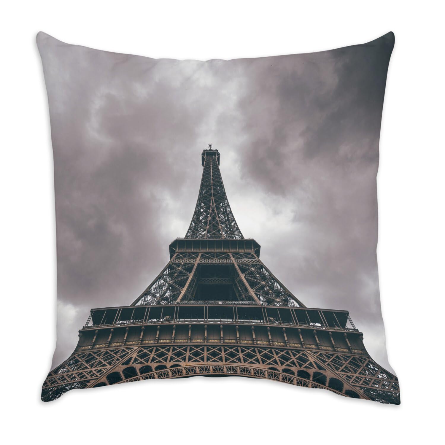 Coussin en velours blanc Paris Tour Eiffel deco salon chic