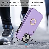 Vista 7 de Folosu Funda compatible con iPhone 15 con soporte para tarjetas, rotación de 360°, soporte de anillo de dedo con función atril, bloqueo RFID, doble