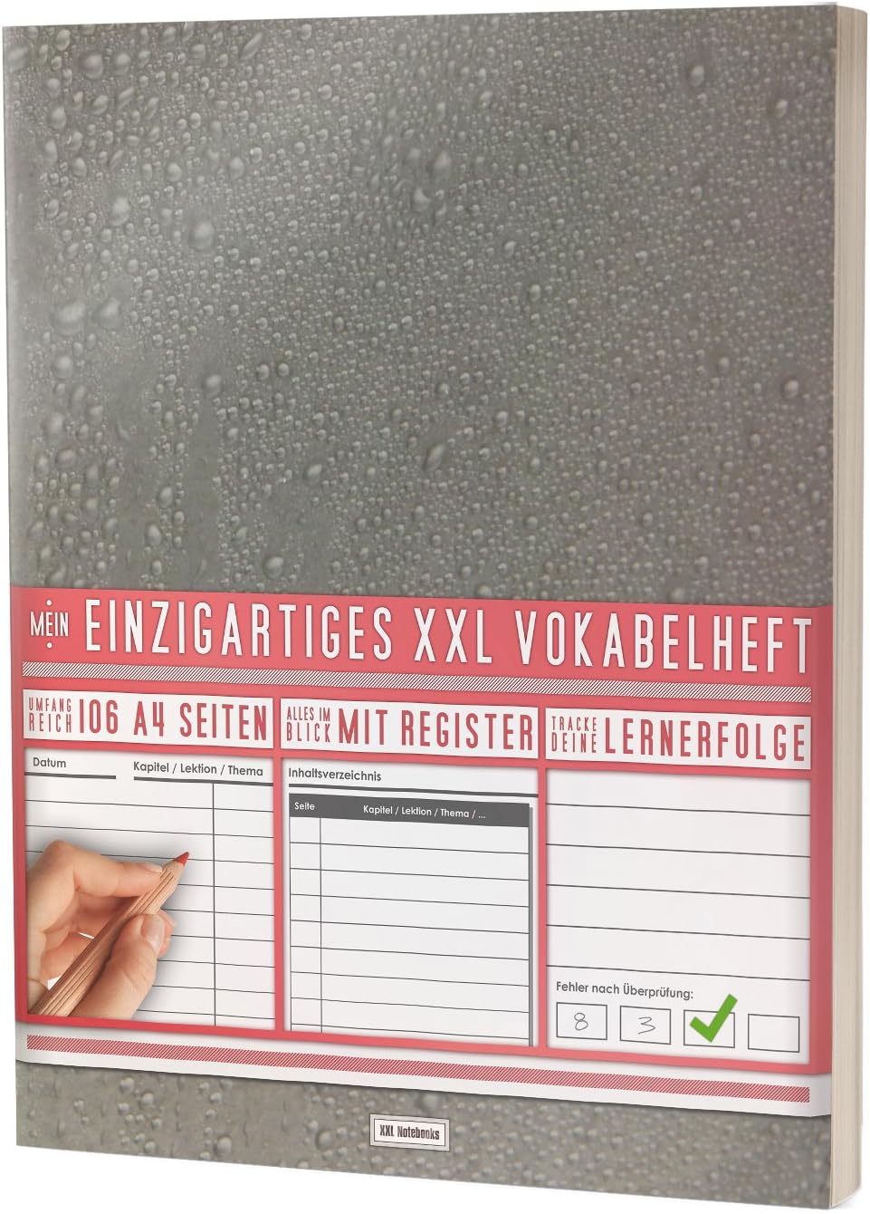 Mein Vokabelheft / 100+ Seiten, 2 Spalten, Register / Lernerfolge auf jeder Seite zum Abhaken / PR101 "Tautropfen" / DIN A4 Softcover