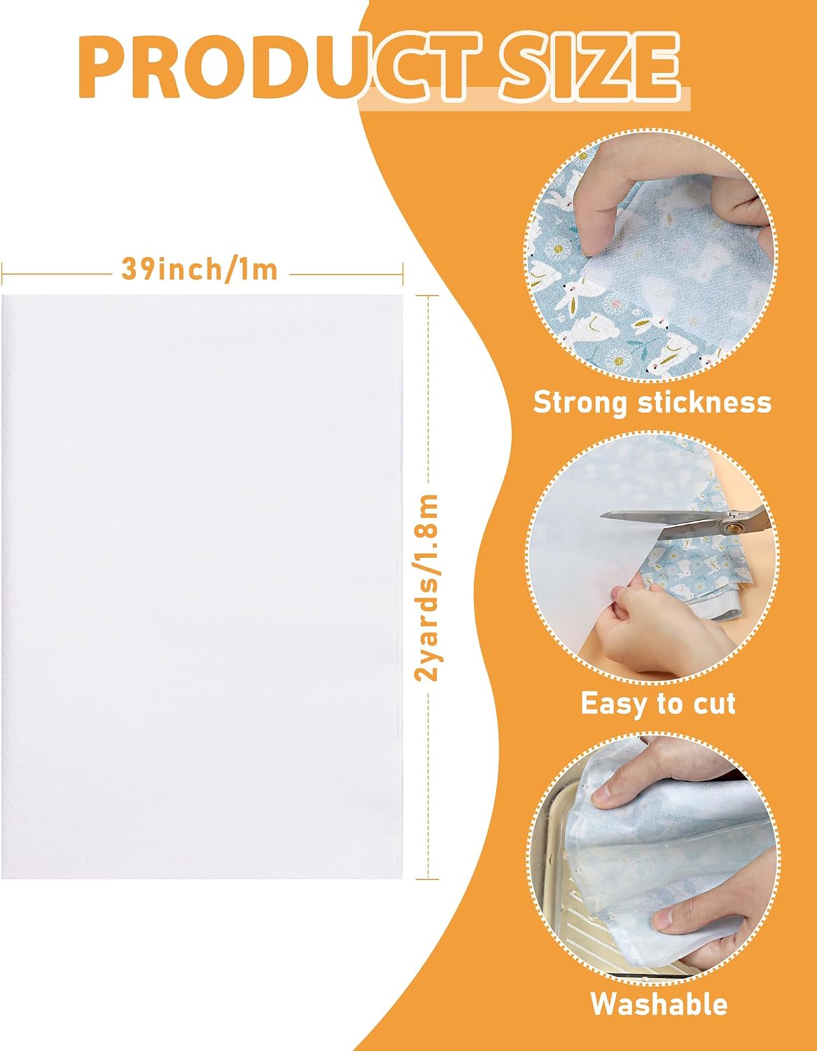 PLANTIONAL Medium Weight White Iron-On Non-Woven Fusible Interfacing: 39 x 72 inch Medium Weight Non-Woven Interfacing Iron On Polyester Single-Sided Interfacing for DIY Crafts Supplies