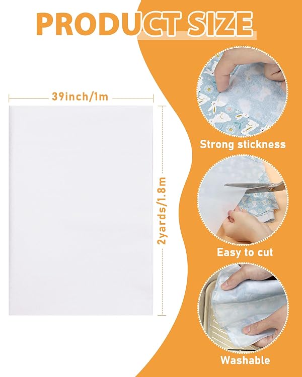 PLANTIONAL Medium Weight White Iron-On Non-Woven Fusible Interfacing: 39 x 72 inch Medium Weight Non-Woven Interfacing Iron On Polyester Single-Sided Interfacing for DIY Crafts Supplies by PLANTIONAL - Image 2
