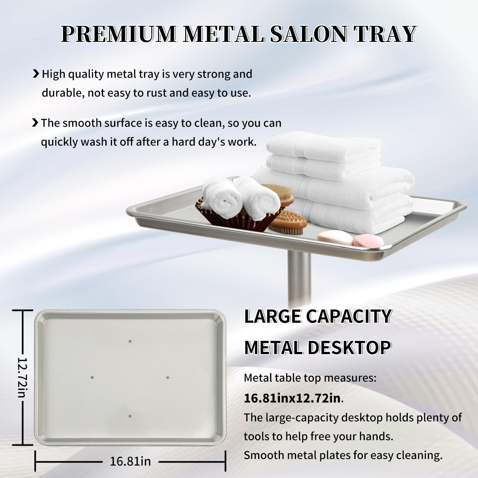 Bandeja de salón, bandeja rodante de salón con altura ajustable, bandeja de salón sobre ruedas, bandeja de color de salón, ideal para uso como bandeja de tatuaje, bandeja médica, bandeja dental..