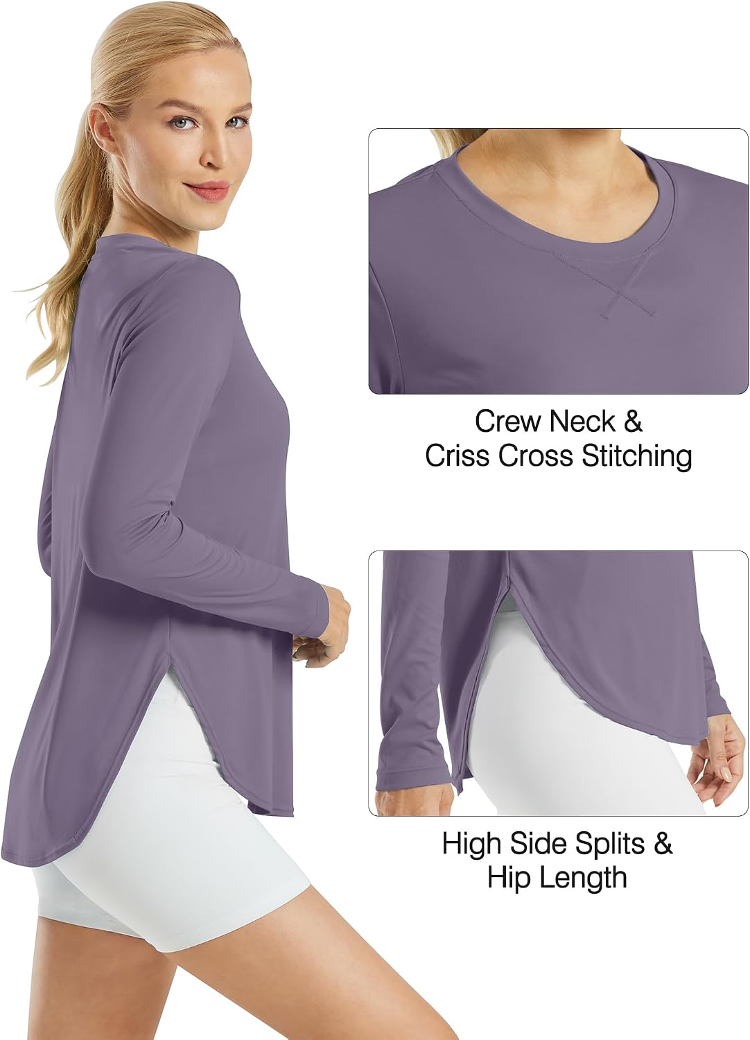 G4Free Women's UPF 50+ UV Shirts Long Sleeve Workout Sun Shirt Outdoor Gym Hiking Tops Quick Dry Lightweight Casual Yoga