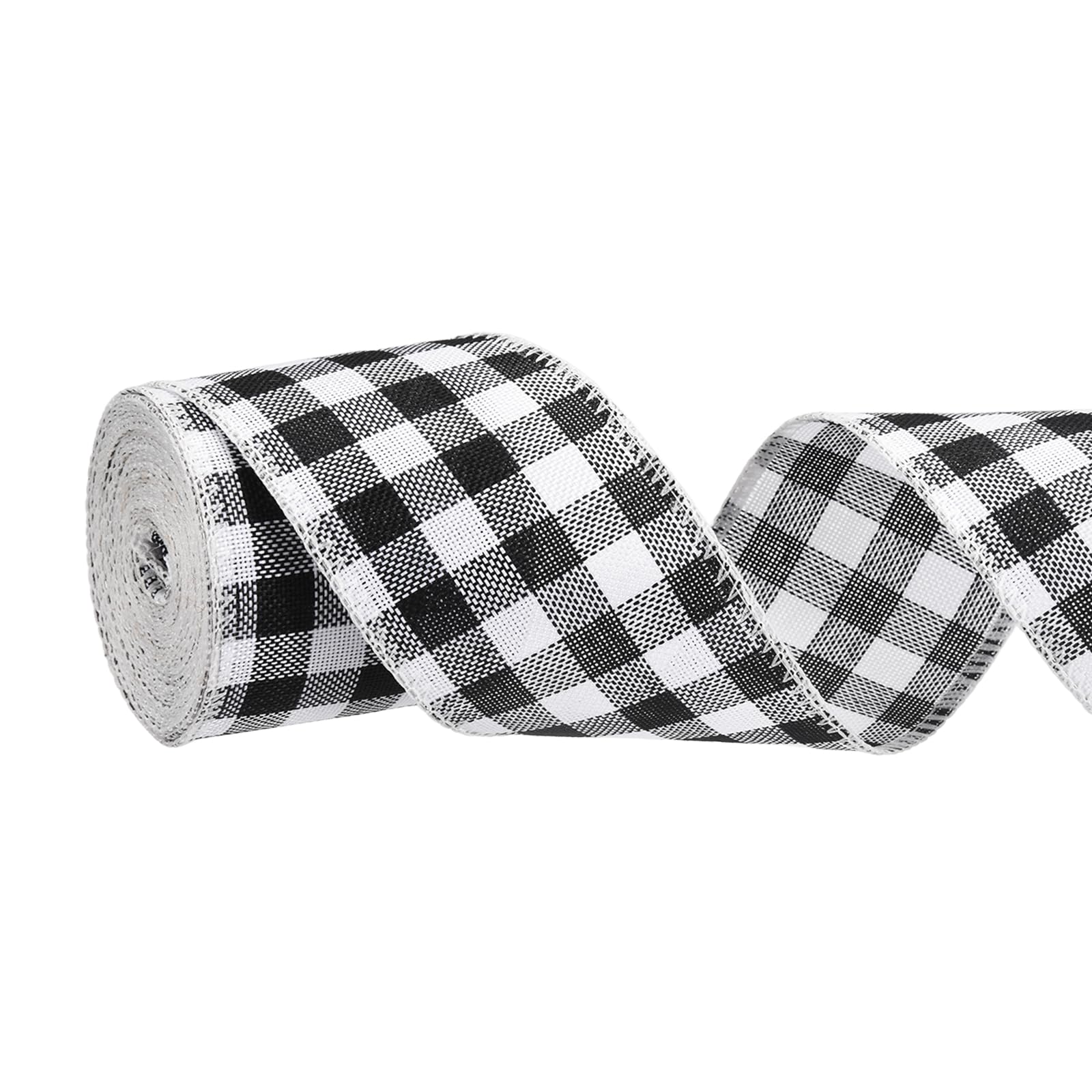 PATIKIL Burlap Wired Ribbon, (60mm x 6m, Black and White)