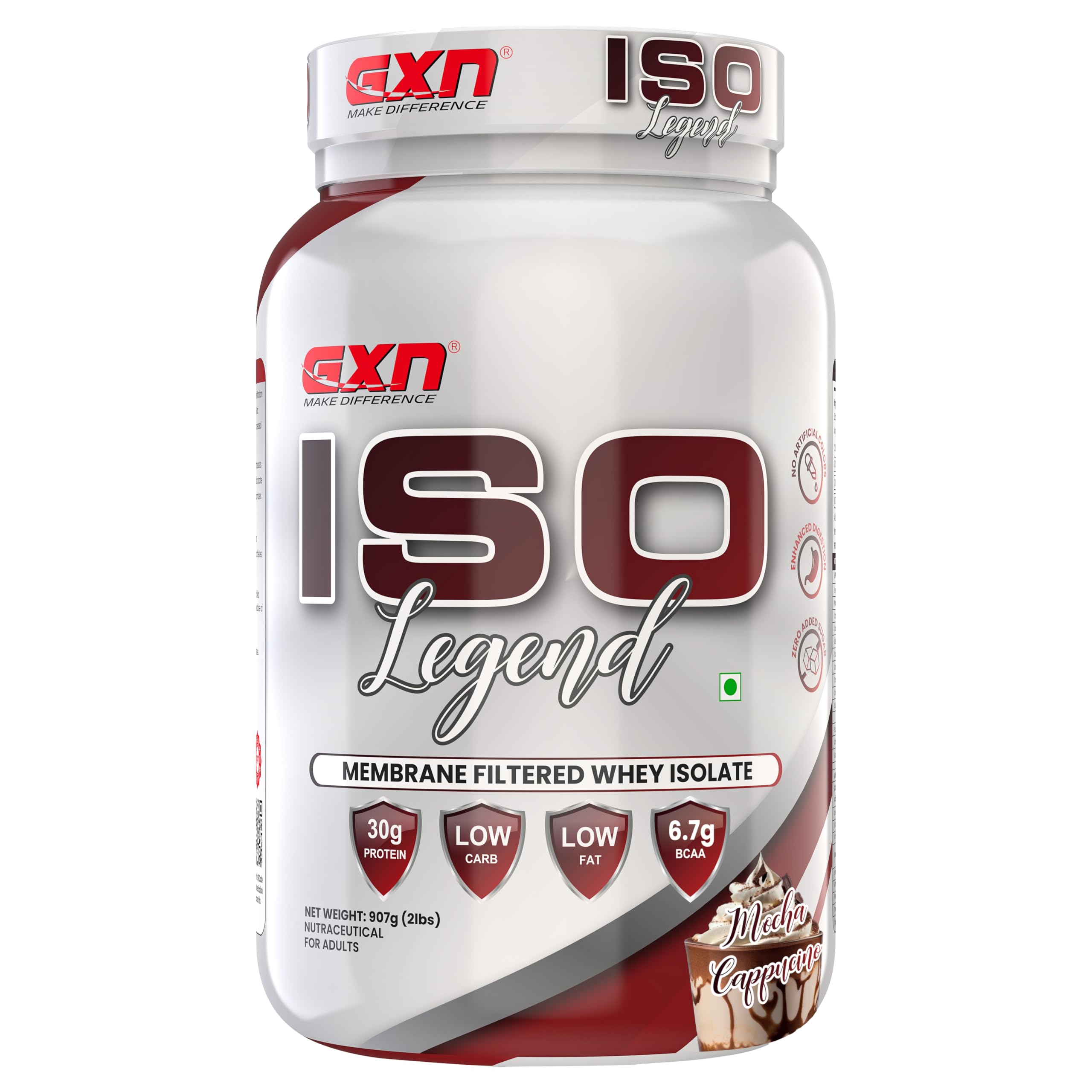 GXN Iso Legend 2 lbs Whey Protein Powder | 30g Protein | Whey Protein Isolate | Lean Muscle Gain | Mocha Cappucino | Low Carb & Fat | 25 Servings-image-20