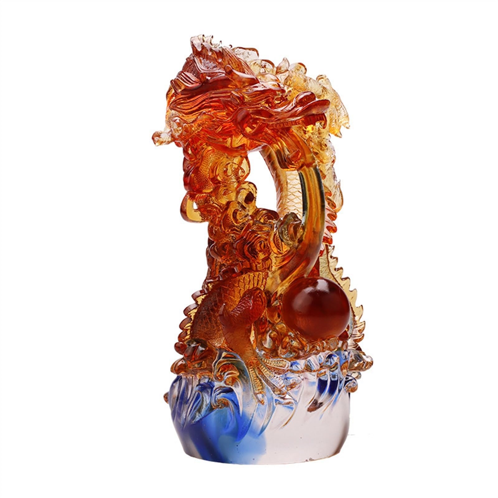Dekoracja pulpitu Feng Shui kolorowe glazury smok Ornament Office Home Decoration prezent na otwarcie Rzeźby ozdobne