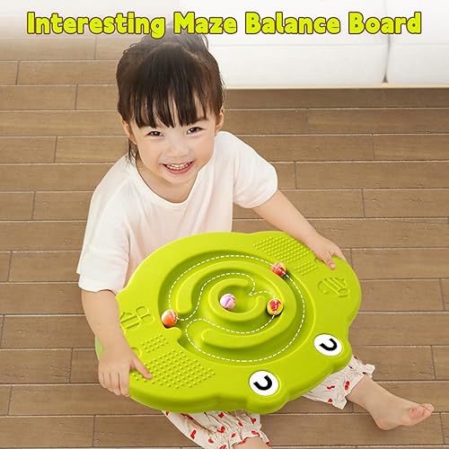 Miniatura 2 de Tabla de equilibrio oscilante para niños, tablero de laberinto de plástico con escalones de carga de 220 libras, juego activo y ejercicio para niños