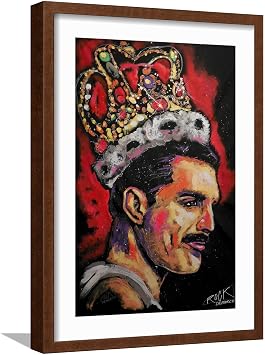 AllPosters Wall Giclee Print Freddie Mercury Painting 002 on Brown Frame by Rock Demarco, 12x18